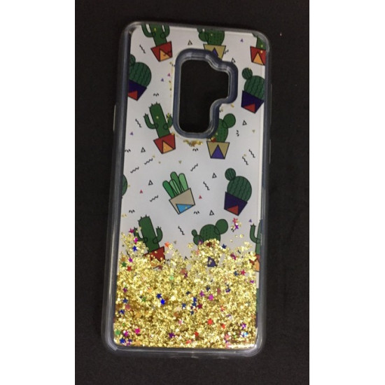 Capa Silicone Gel Liquido Glitter Samsung Galaxy A8 2018 A530 Dourado